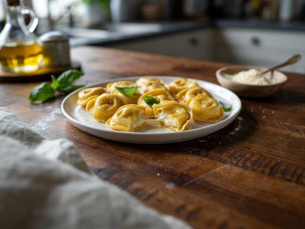 miska z gotowanymi tortellini