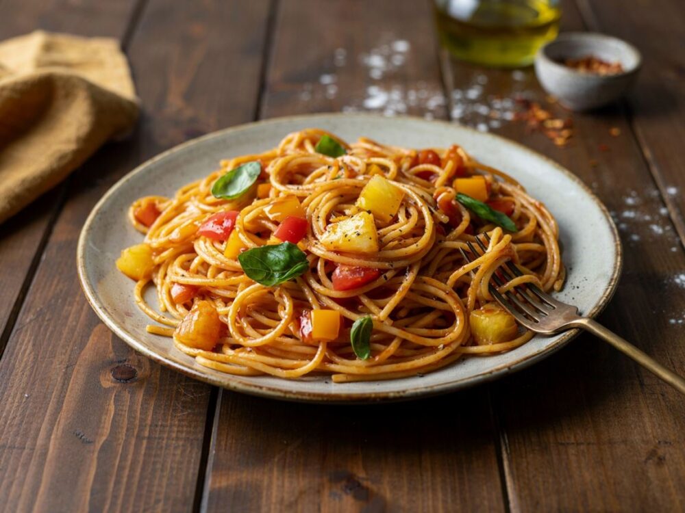 spaghetti na talerzu